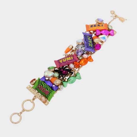 Betsey Johnson GHOUL FRIENDS CANDY TOGGLE Charm BRACELET NWT - Picture 1 of 13